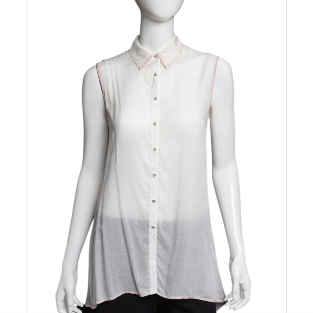 Cop.Copine Button down sleeveless Cotton  shirt